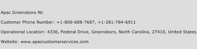 Apac Greensboro Nc Phone Number Customer Service