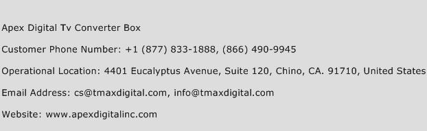 Apex Digital Tv Converter Box Phone Number Customer Service