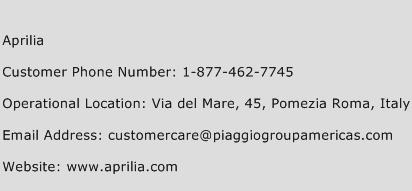 Aprilia Phone Number Customer Service