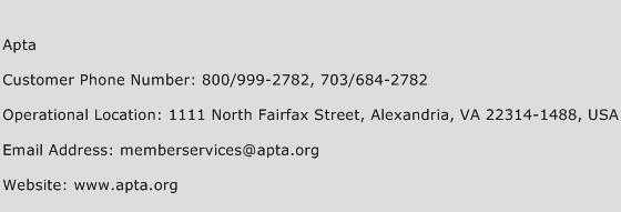 Apta Phone Number Customer Service