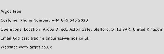 Argos Free Phone Number Customer Service