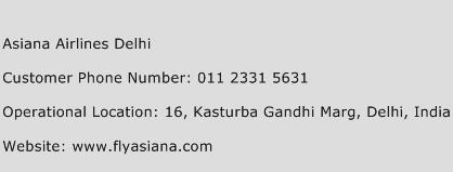 Asiana Airlines Delhi Phone Number Customer Service