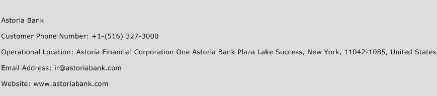 Astoria Bank Phone Number Customer Service