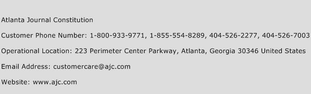 Atlanta Journal Constitution Phone Number Customer Service