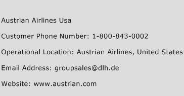 Austrian Airlines USA Phone Number Customer Service