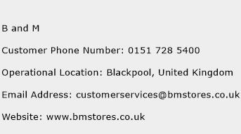 B and M Phone Number Customer Service