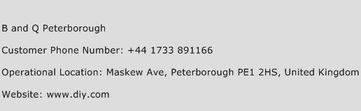 B and Q Peterborough Phone Number Customer Service