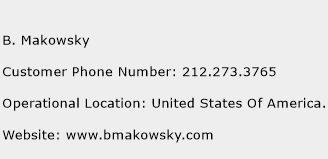 B. Makowsky Phone Number Customer Service