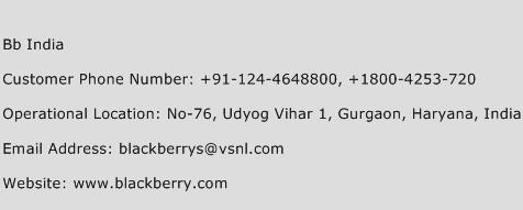BB India Phone Number Customer Service