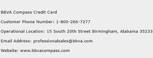 BBVA Compass Credit Card Phone Number Customer Service