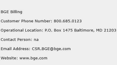 BGE Billing Phone Number Customer Service