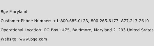 BGE Maryland Contact Number | BGE Maryland Customer Service Number | BGE Maryland Toll Free Number