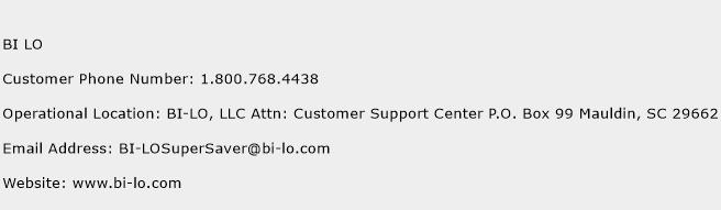 BI LO Phone Number Customer Service