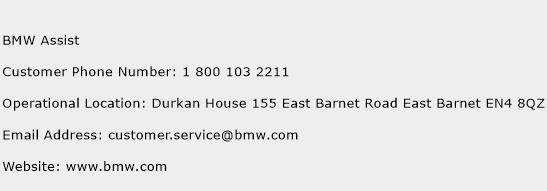 BMW Assist Phone Number Customer Service
