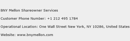 BNY Mellon Shareowner Services Phone Number Customer Service
