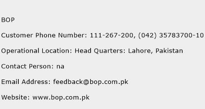 BOP Phone Number Customer Service
