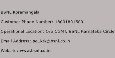 BSNL Koramangala Phone Number Customer Service