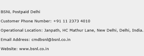 BSNL Postpaid Delhi Phone Number Customer Service