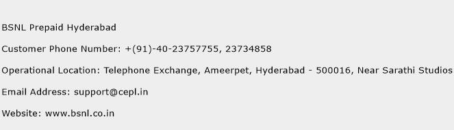 BSNL Prepaid Hyderabad Phone Number Customer Service
