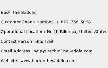 Back The Saddle Phone Number Customer Service