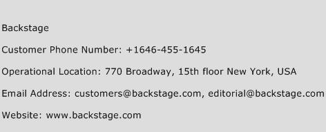 Backstage Phone Number Customer Service