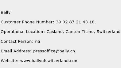 Bally Phone Number Customer Service