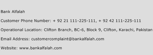 Bank Alfalah Phone Number Customer Service