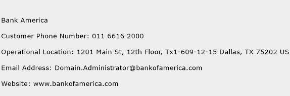 Bank America Phone Number Customer Service