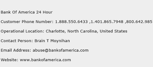 Bank Of America 24 Hour Phone Number Customer Service