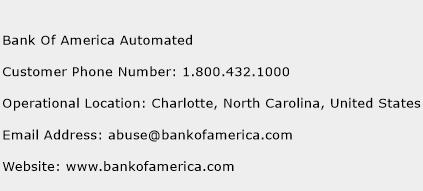 toll free bank of america customer service number