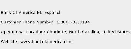 bank of america contact number spanish