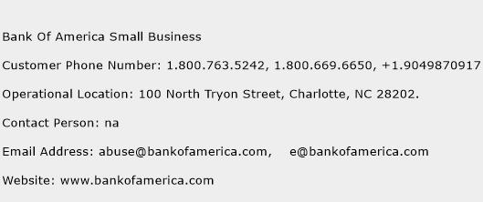 Bank Of America Small Business Phone Number Customer Service