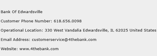 Bank Of Edwardsville Phone Number Customer Service