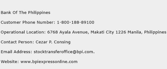 Bank Of The Philippines Phone Number Customer Service