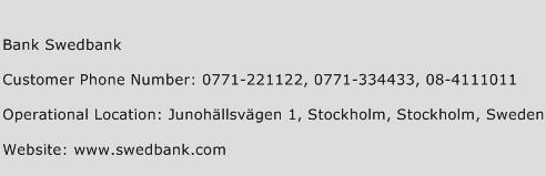 Bank Swedbank Phone Number Customer Service