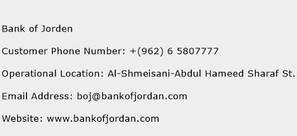 Bank of Jorden Phone Number Customer Service