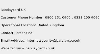 Barclaycard UK Phone Number Customer Service