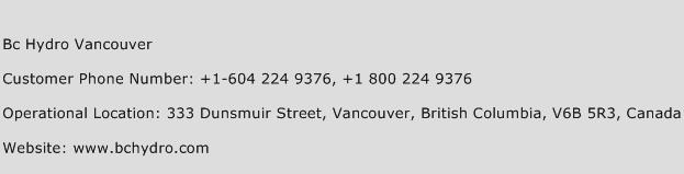Bc Hydro Vancouver Phone Number Customer Service