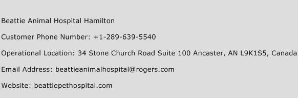 Beattie Animal Hospital Hamilton Phone Number Customer Service