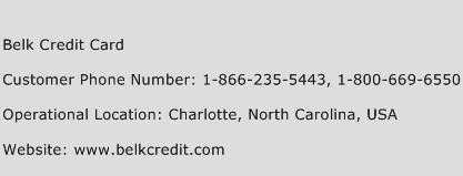 belk credit card customer service phone number