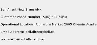 Bell Aliant New Brunswick Phone Number Customer Service