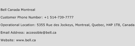 Bell Canada Montreal Phone Number Customer Service