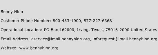 Benny Hinn Phone Number Customer Service