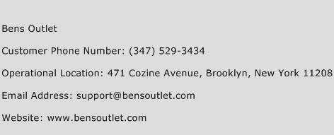 Bens Outlet Phone Number Customer Service