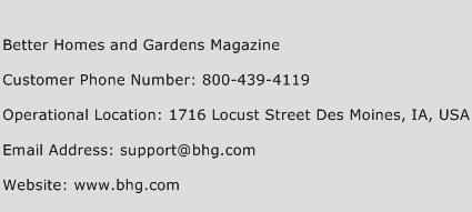 Better Homes and Gardens Magazine Phone Number Customer Service