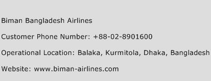 Biman Bangladesh Airlines Phone Number Customer Service