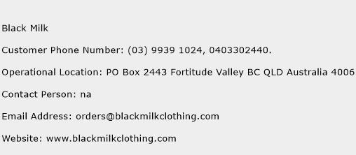Black Milk Phone Number Customer Service