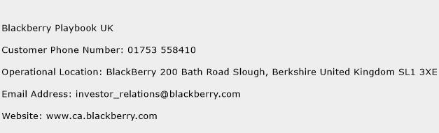 Blackberry Playbook UK Phone Number Customer Service