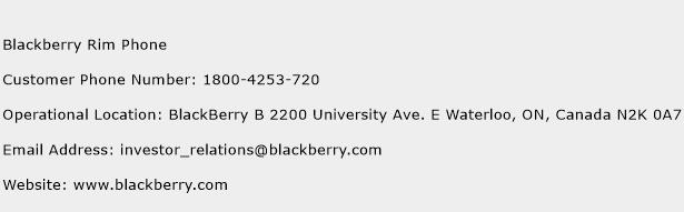 Blackberry Rim Phone Phone Number Customer Service