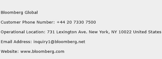 Bloomberg Global Phone Number Customer Service